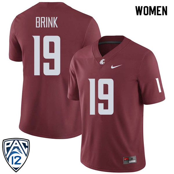 Women #19 Casey Brink Washington State Cougars College Football Jerseys Sale-Crimson